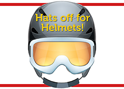 image of helmet that says hats off for helmets