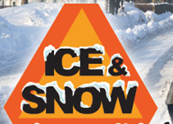 image of street sign that says ice and snow