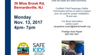 Car Seat Inspection Station in Bernardsville  Monday Nov. 13 4-7pm