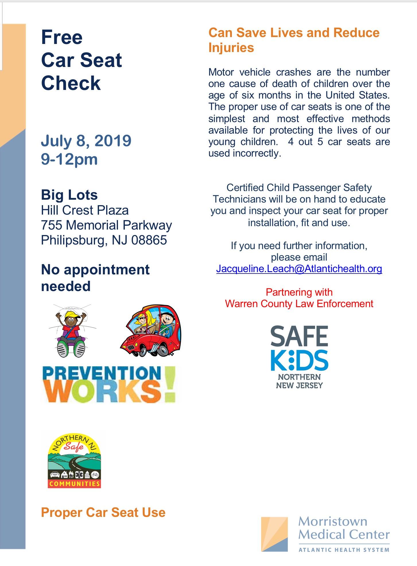 Car Seat Inspection in Philipsburg July 8th, 2019