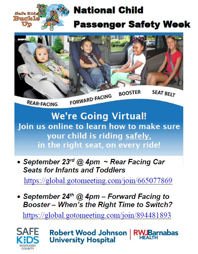 Virtual Car Seat Information Sessions Sept. 23 & 24, 2020