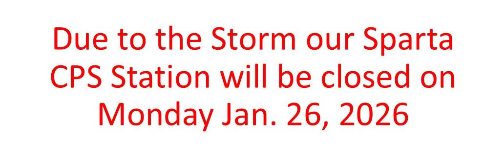Sparta CPS Station Closed on Monday Jan 26, 2026