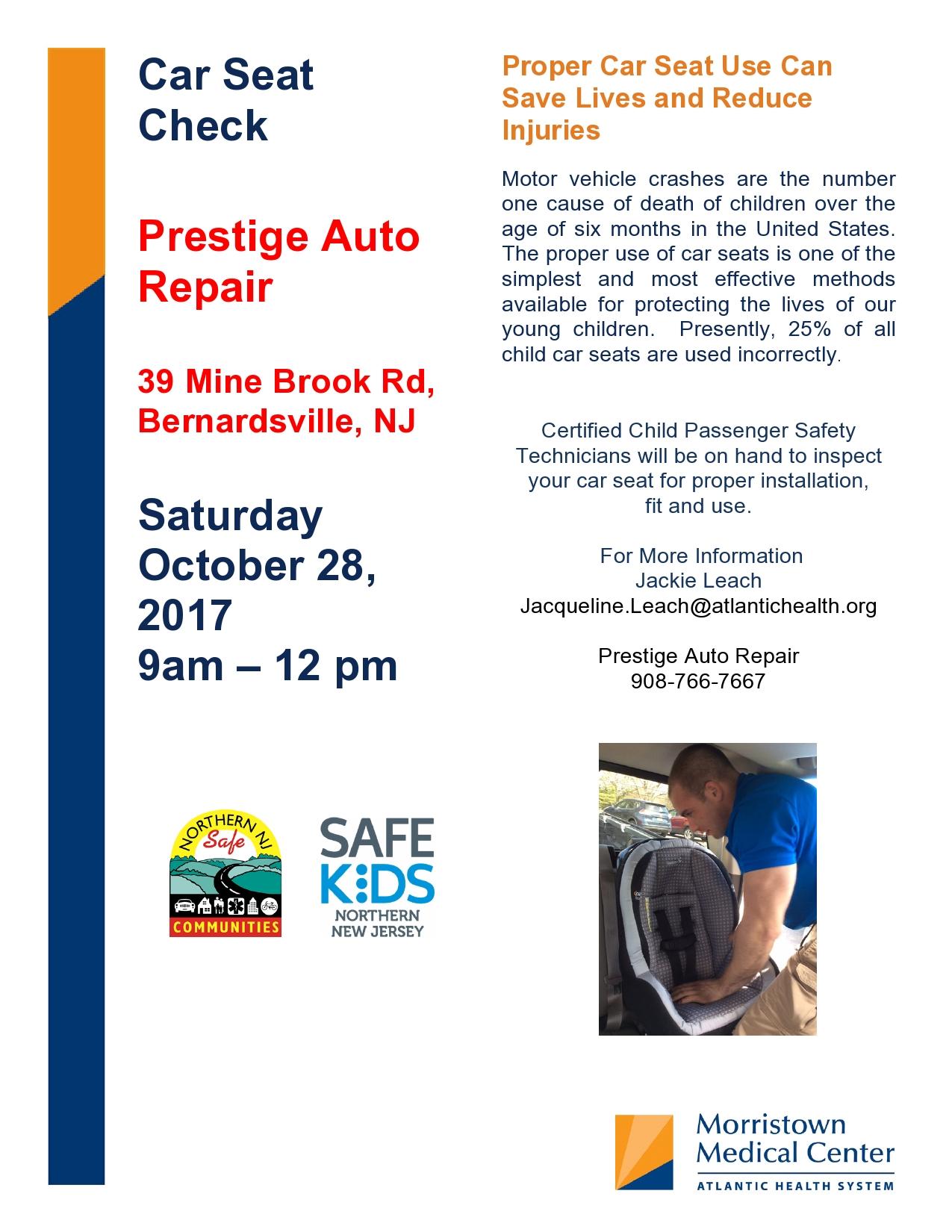 Car Seat Inspection in Bernardsville Oct 28th 9-12 noon 