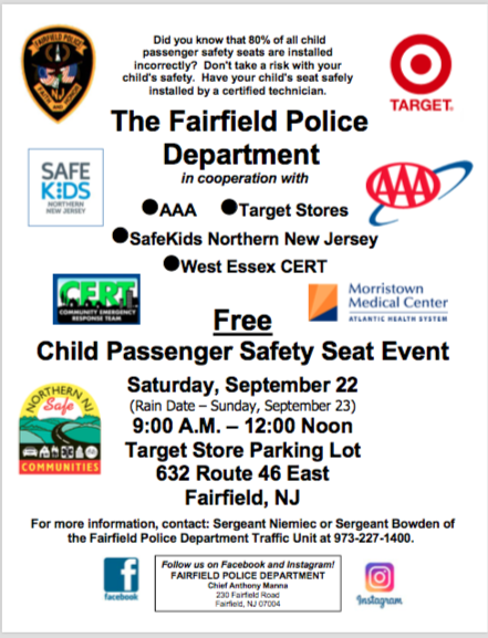 Fairfield Police Department FREE Child Passenger Safety Seat Event