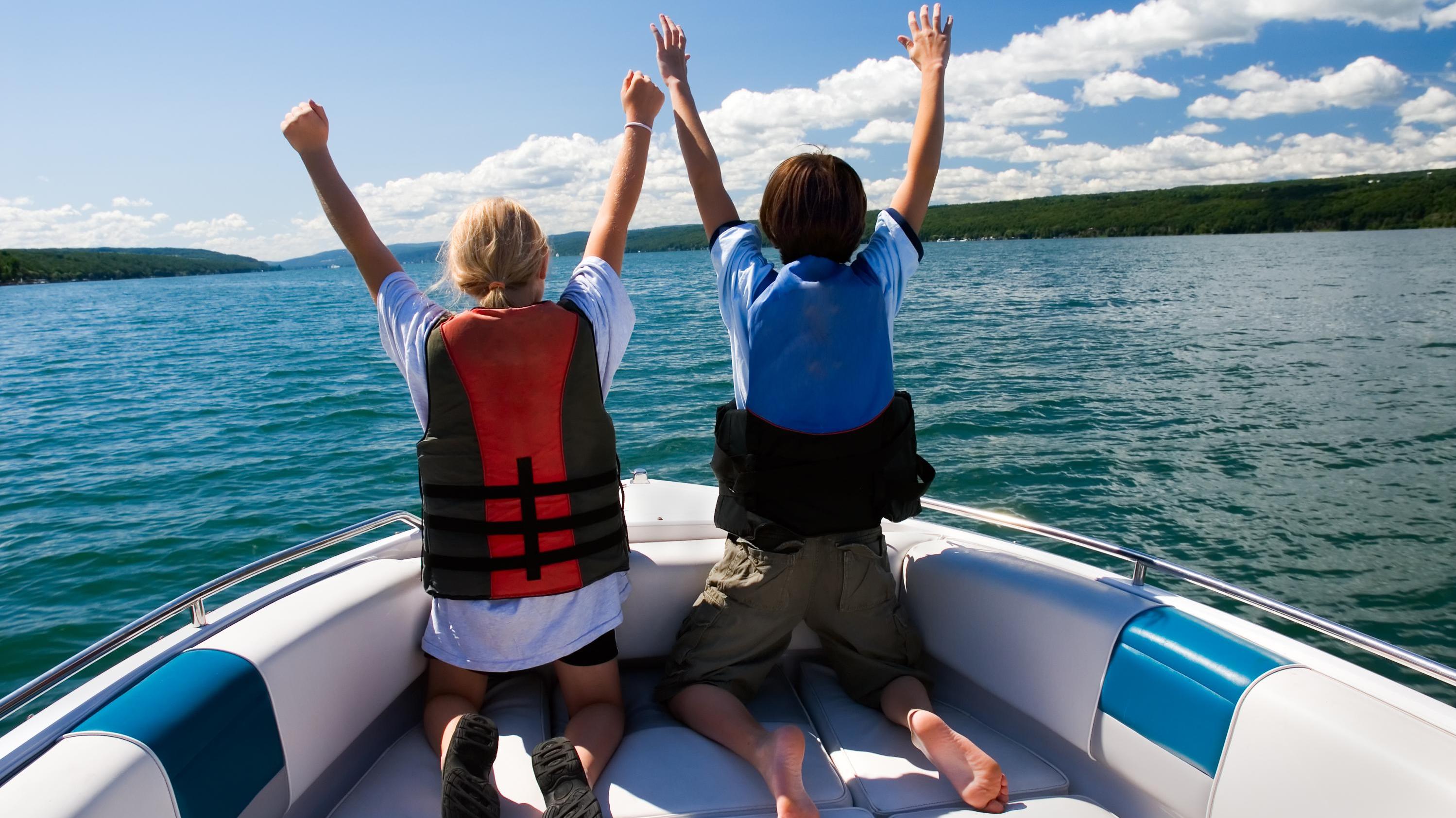 Kids Boating with Life jackets